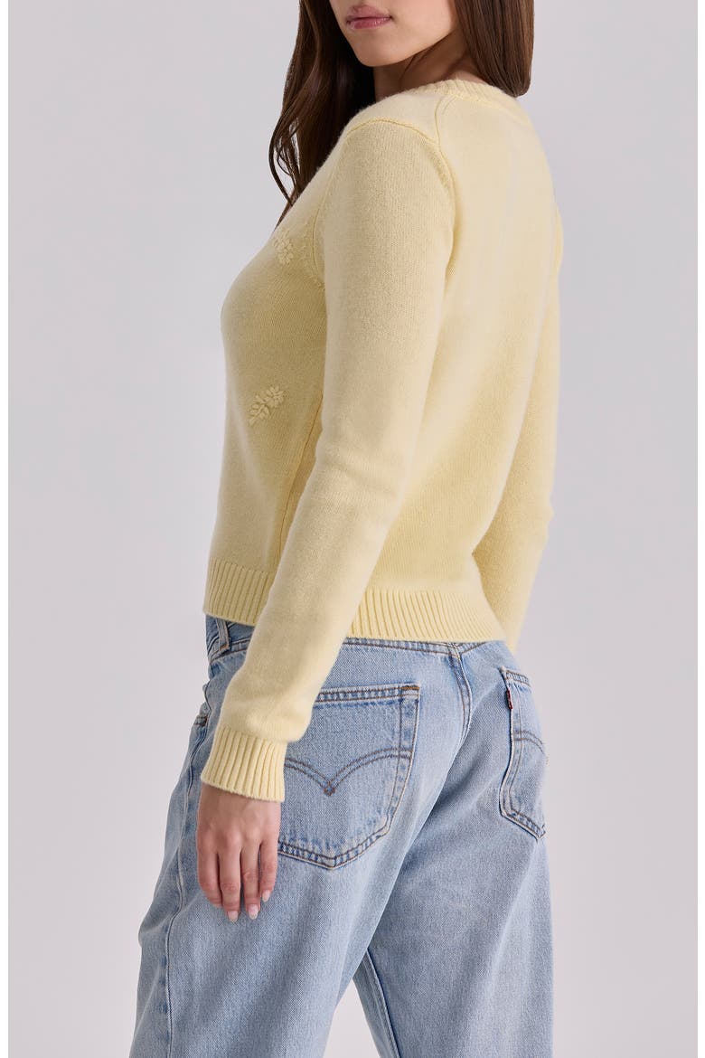 Poppie Embroidered Wool & Cashmere Cardigan, Alternate, color, LEMON