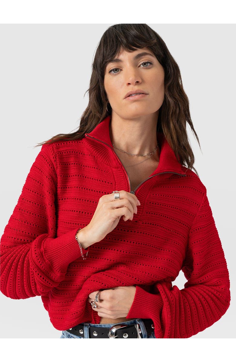 Saint + Sofia Ester Quarter Zip Knit, Main, color, Red