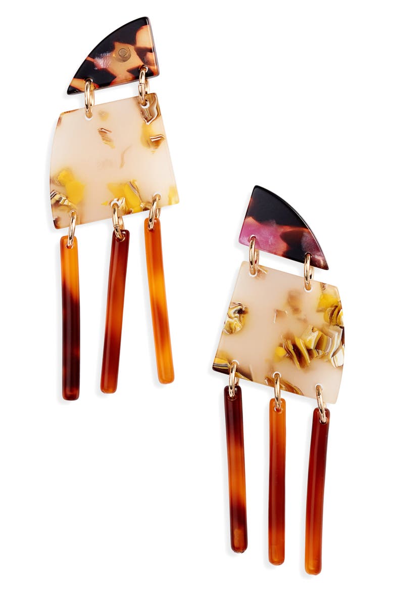 Memphis Fringe Drop Earrings, Main, color, ROSE TORTOISE