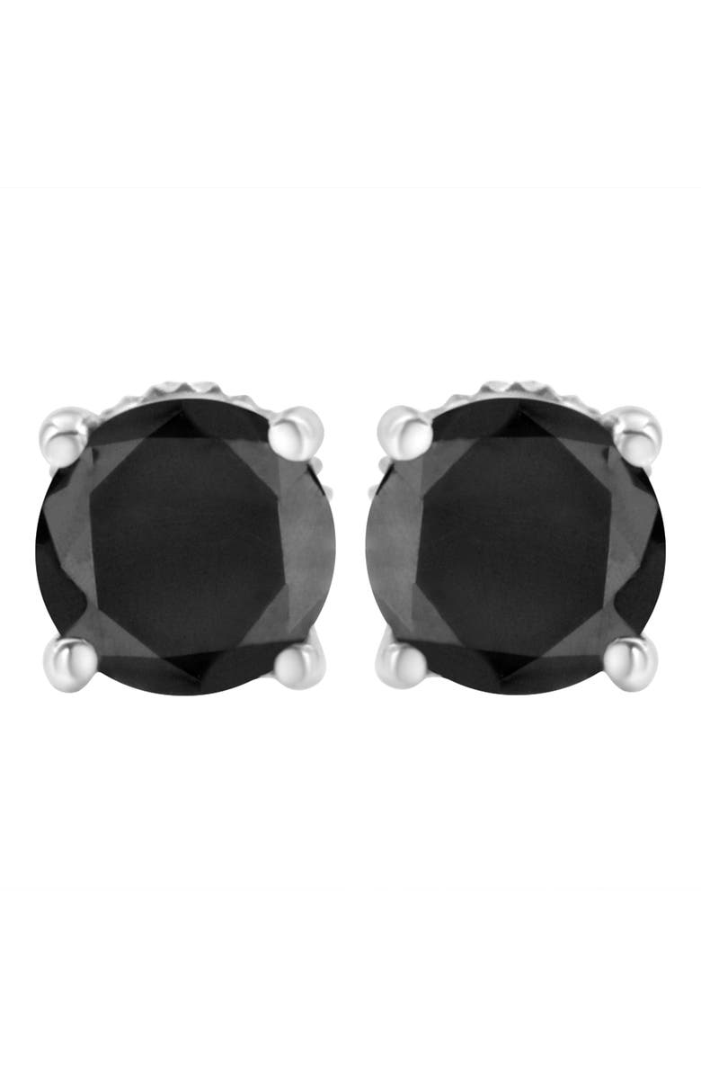 Haus of Brilliance Silver 2.00 Ct Black Diamond Classic Stud Earrings with Screw Backs, Main, color, White