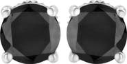 Haus of Brilliance Silver 3.00 Ct Black Diamond Classic Stud Earrings with Screw Backs