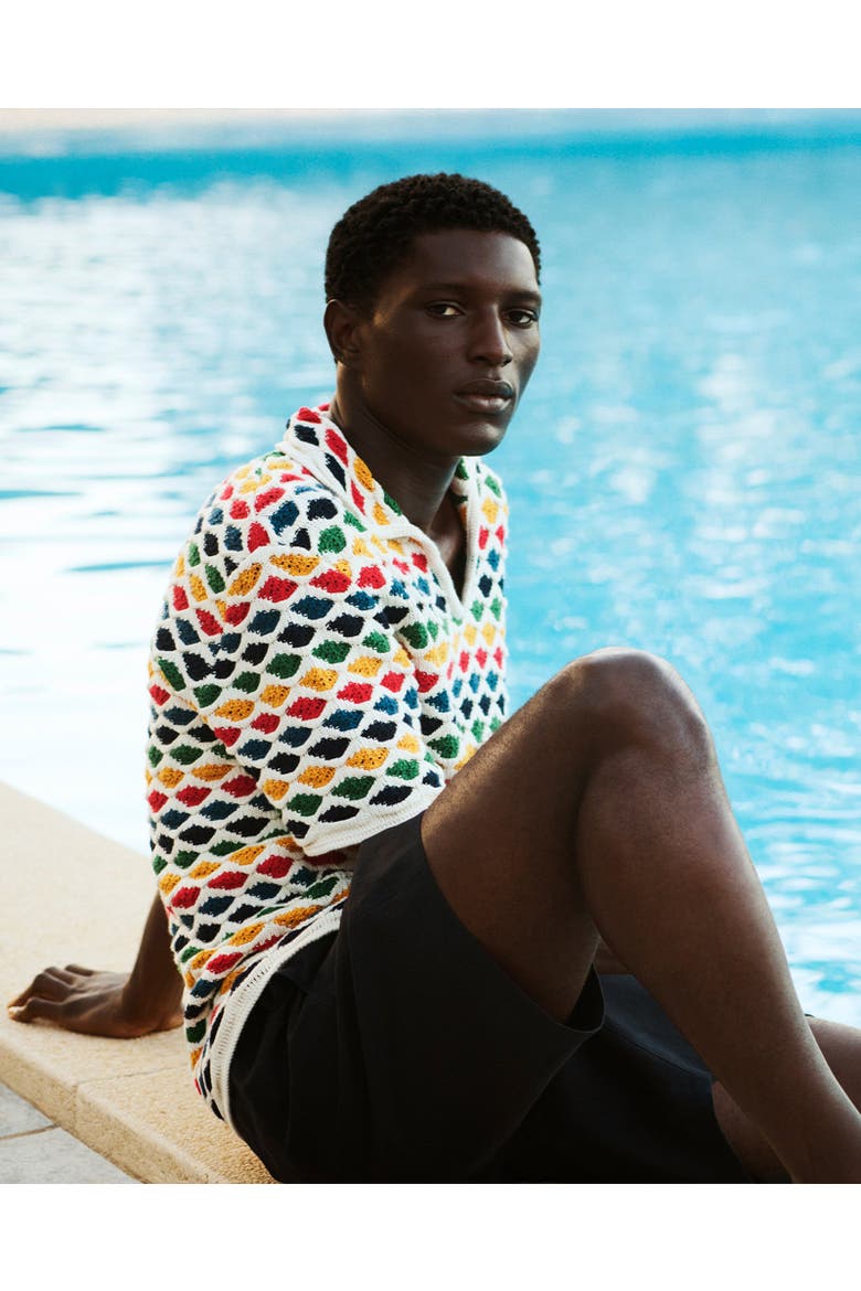 Batten Crochet Polo Fairground Polo Shirt, Alternate, color, Multi