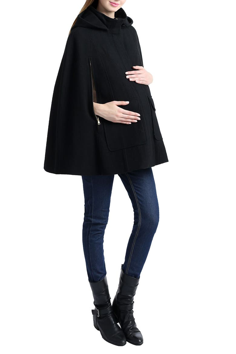 'Robin' Wool Blend Maternity Cape, Alternate, color, BLACK