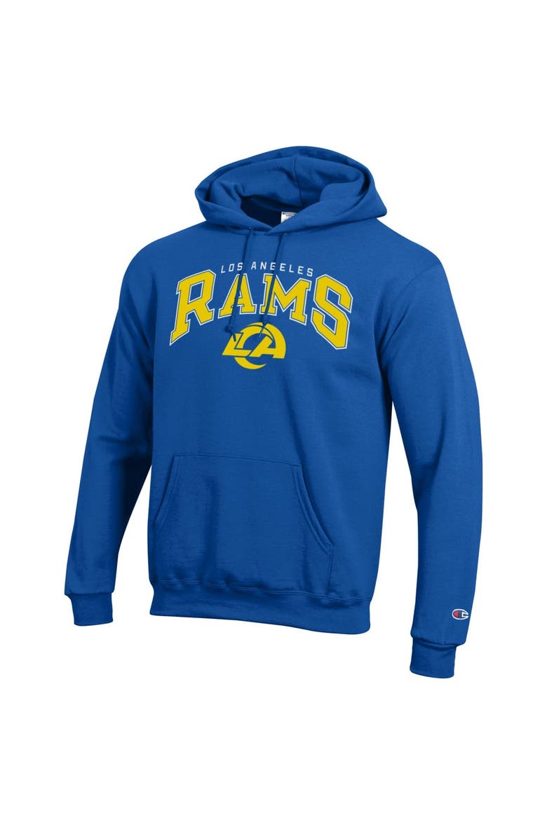 Men's Champion Royal Los Angeles Rams Powerblend Arch Over Logo Hoodie, Main, color, Royal