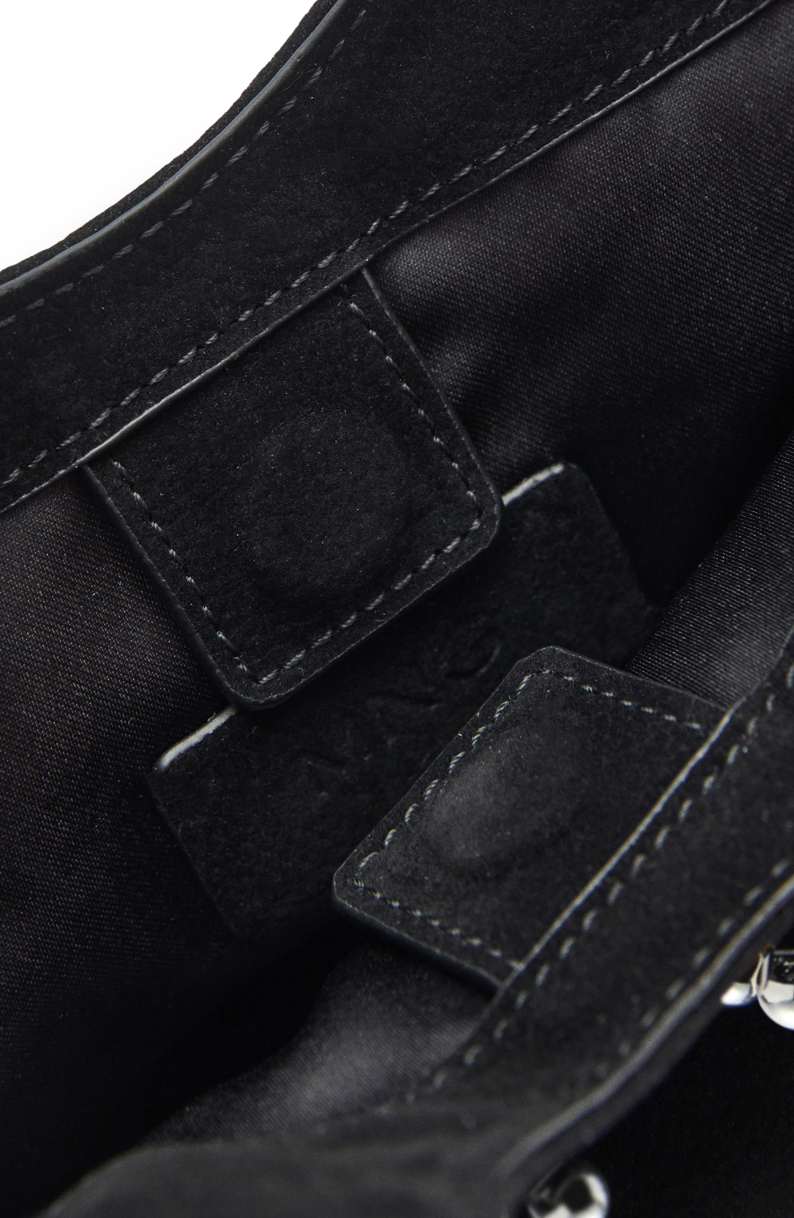 MANGO Studded Velveteen Top Handle Bag, Alternate, color, 