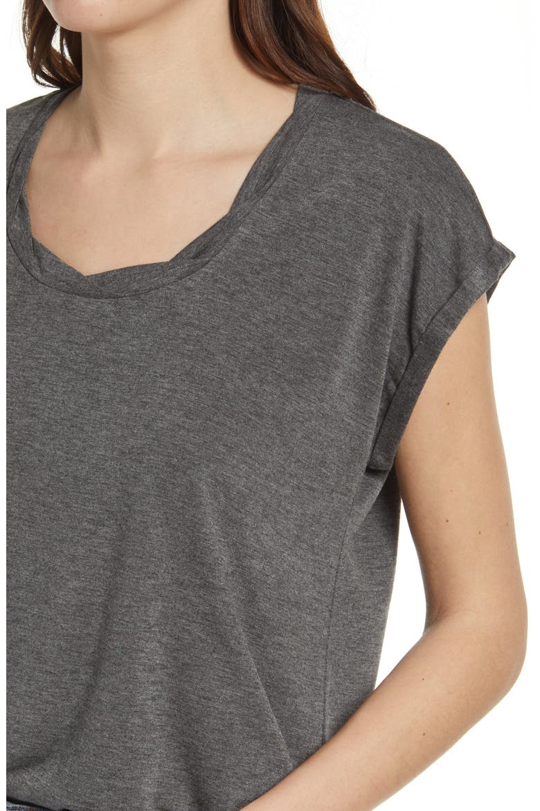 Twist Detail T-Shirt, Alternate, color, GREY MEDIUM CHARCOAL HEATHER