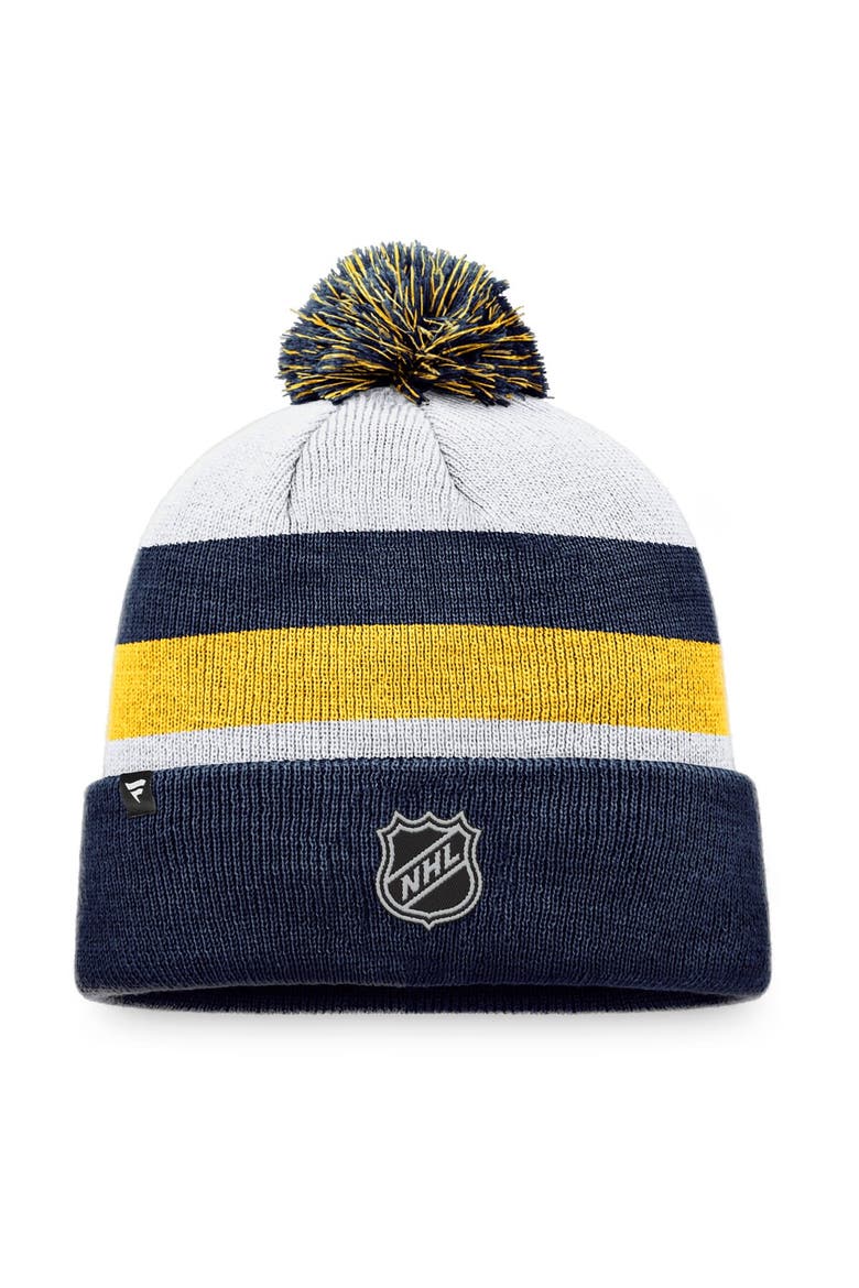 Men's Fanatics Branded Navy/Gold St. Louis Blues Fundamental Cuffed Knit Hat with Pom, Alternate, color, Navy