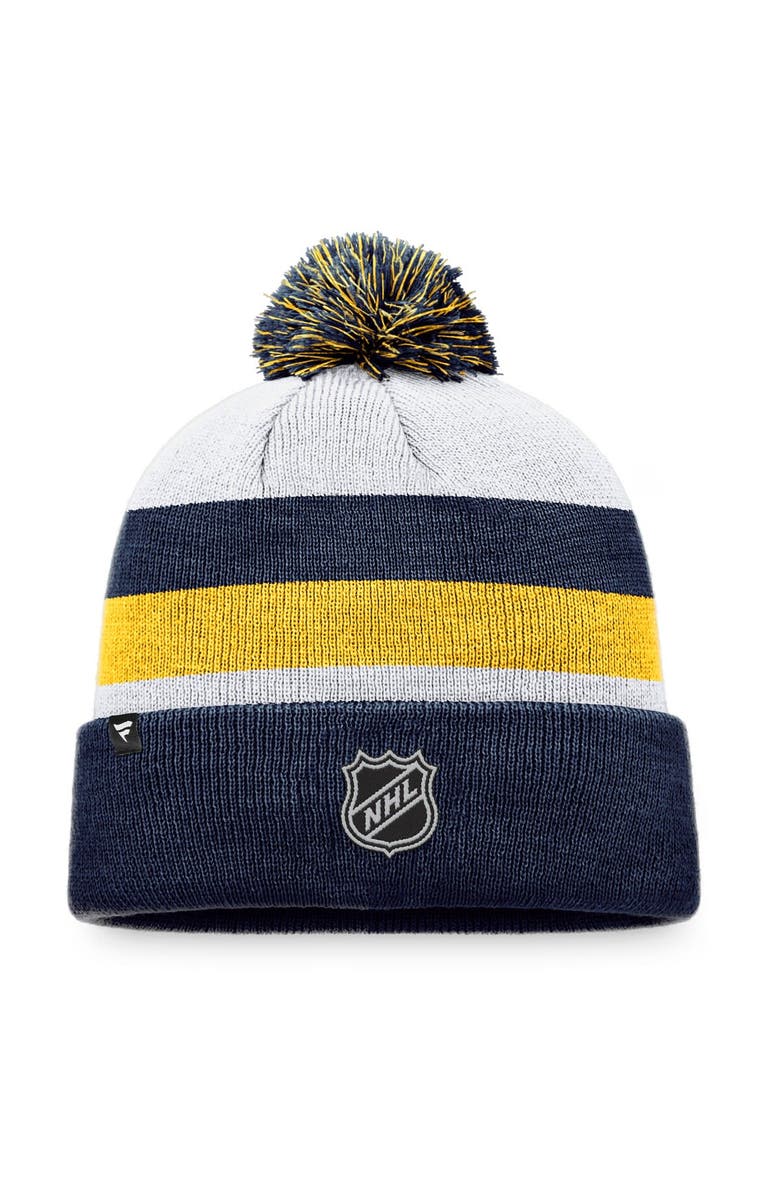 FANATICS Men's Fanatics Branded Navy/Gold St. Louis Blues Fundamental Cuffed Knit Hat with Pom, Alternate, color, Navy