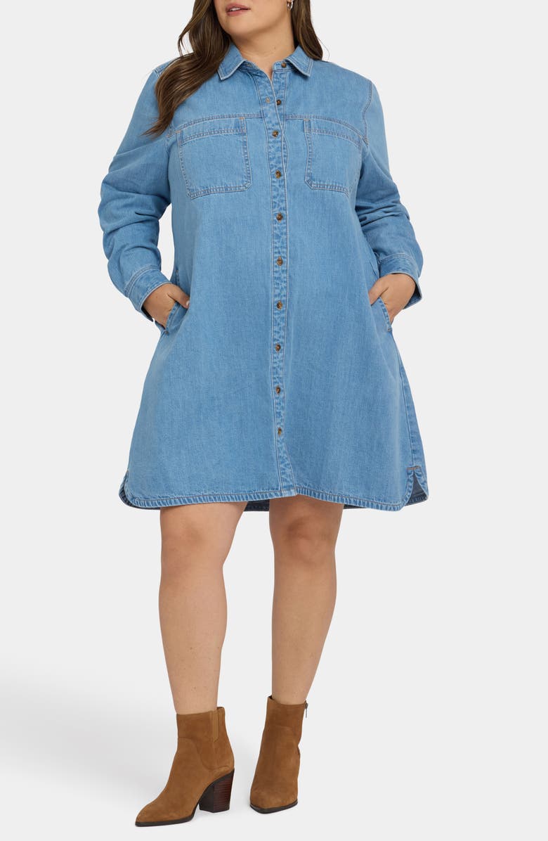 NYDJ Reese Long Sleeve Denim Shirtdress, Main, color, Light Indigo