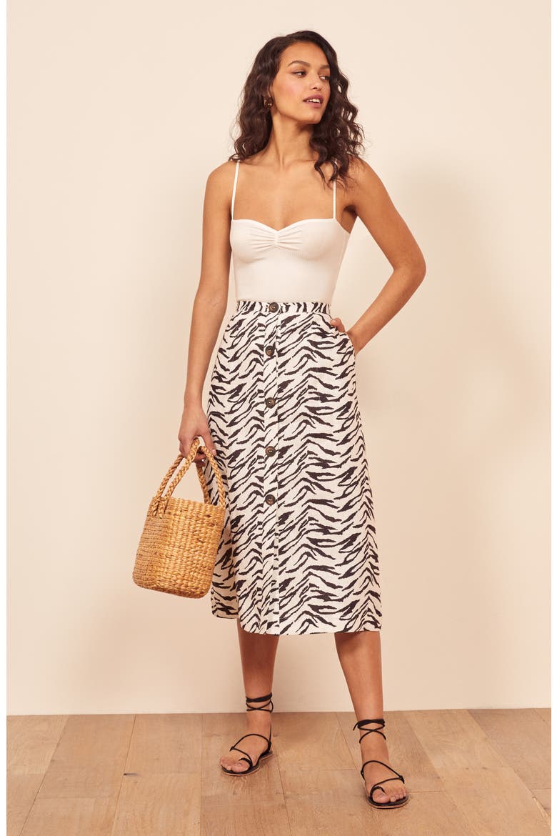 Highland Button Front Midi Skirt, Alternate, color, JAYNE