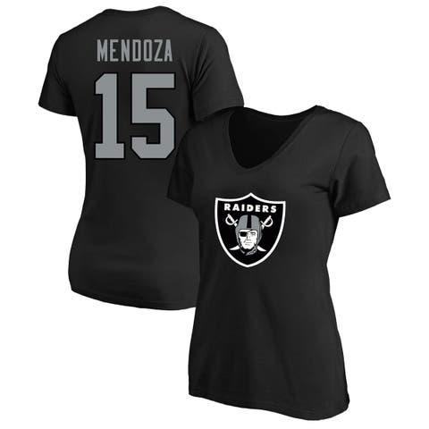 Women's Fanatics Fernando Mendoza Black Las Vegas Raiders Plus Size Name & Number V-Neck T-Shirt