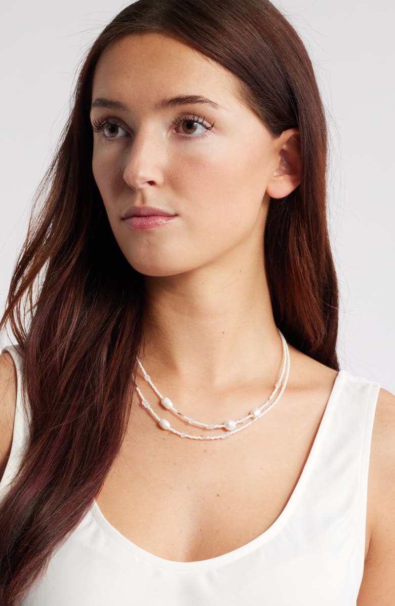 Nordstrom Beaded Freshwater Pearl Layered Necklace, Alternate, color,