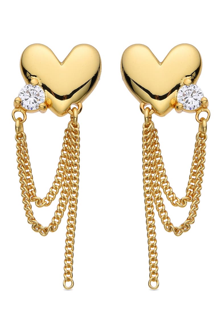 Elise Heart Chain Drop Earrings, Alternate, color, GOLD