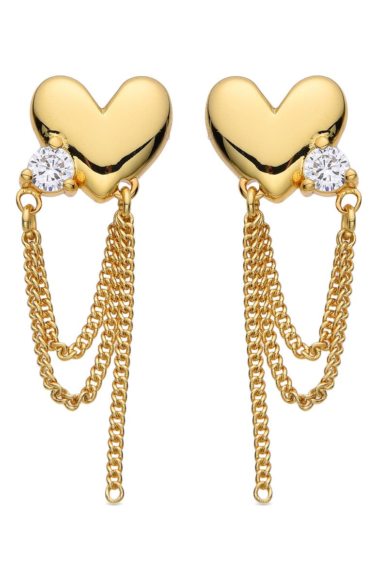 EYE CANDY LOS ANGELES Elise Heart Chain Drop Earrings, Alternate, color, Gold