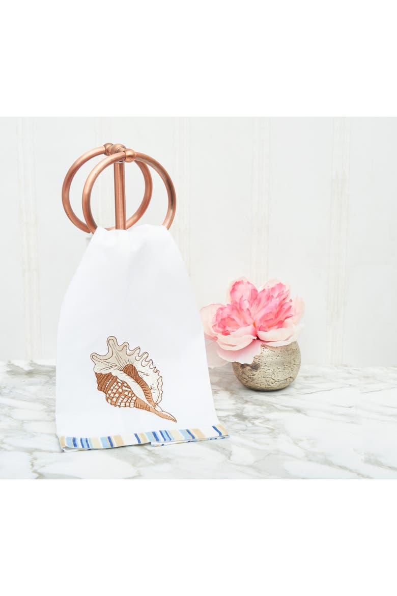 Taupe Shells Woven Kitchen Towel, Alternate, color, brown