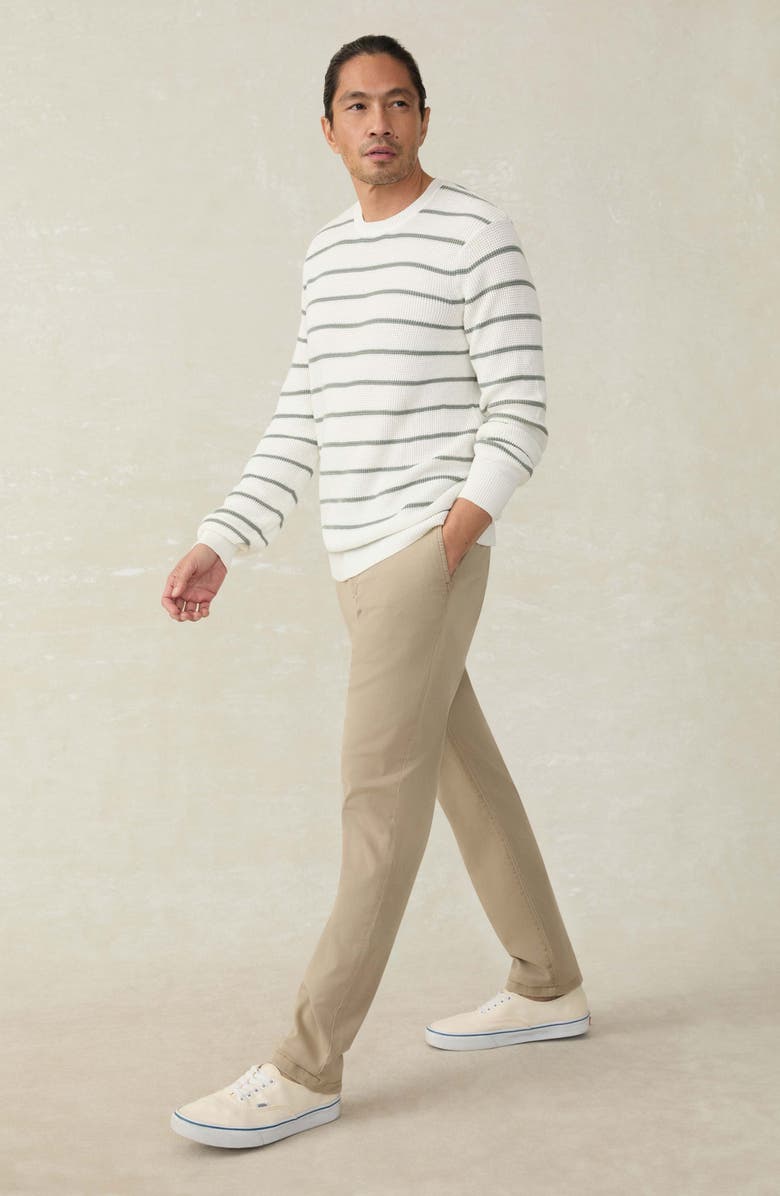 Faherty Sunwashed Stripe Organic Cotton Sweater, Alternate, color, White Sage Stripe