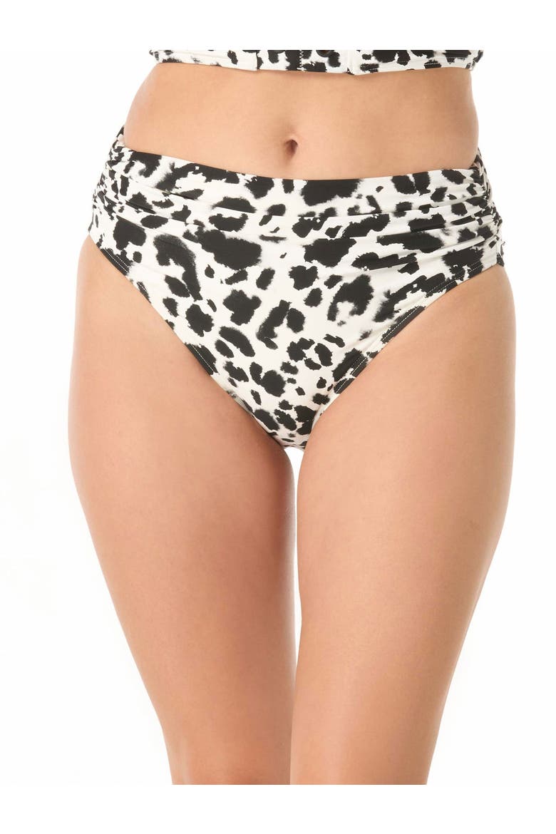 Shirred Bikini Swim Bottom, Main, color, Black/White