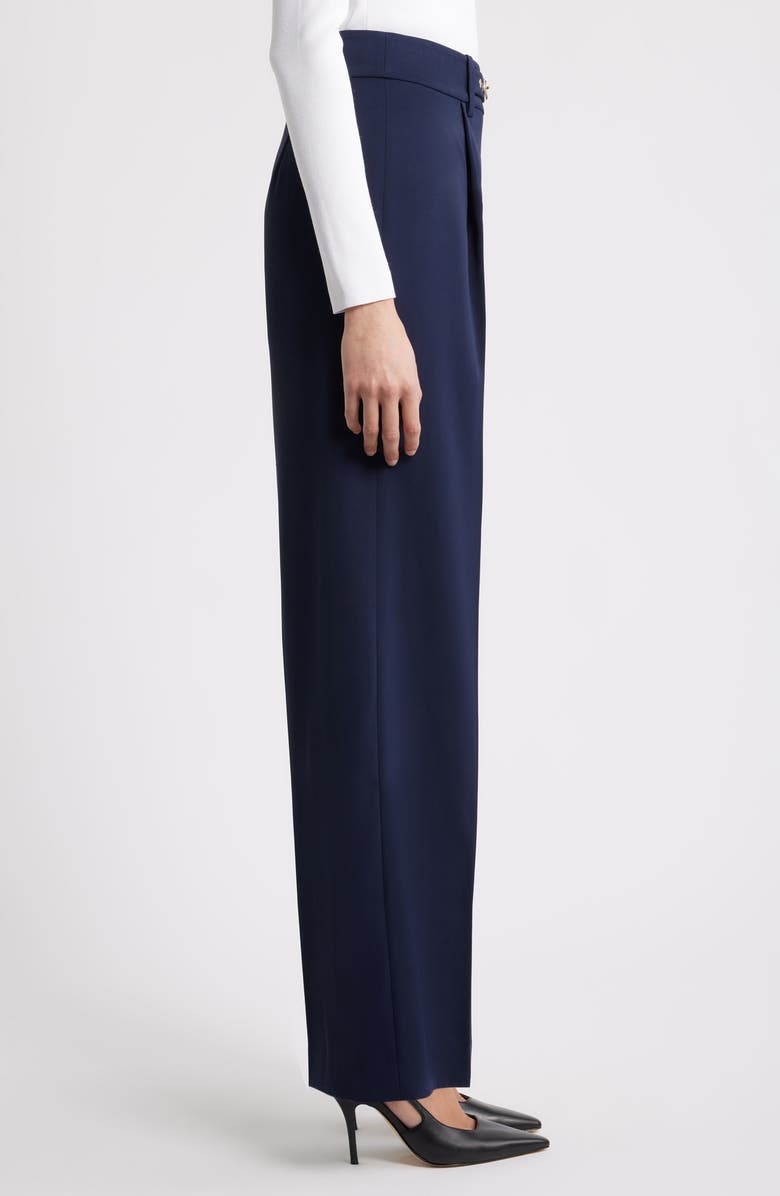 Elie Tahari The Oakley Belt Detail High Waist Wide Leg Twill Pants, Alternate, color, 