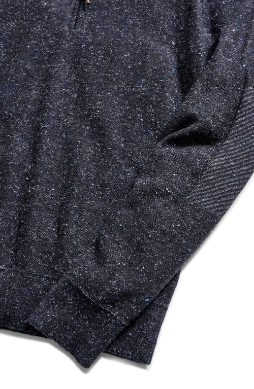 Billy Reid Bird's Eye Half Zip Sweater In Carbon Blue Melange
