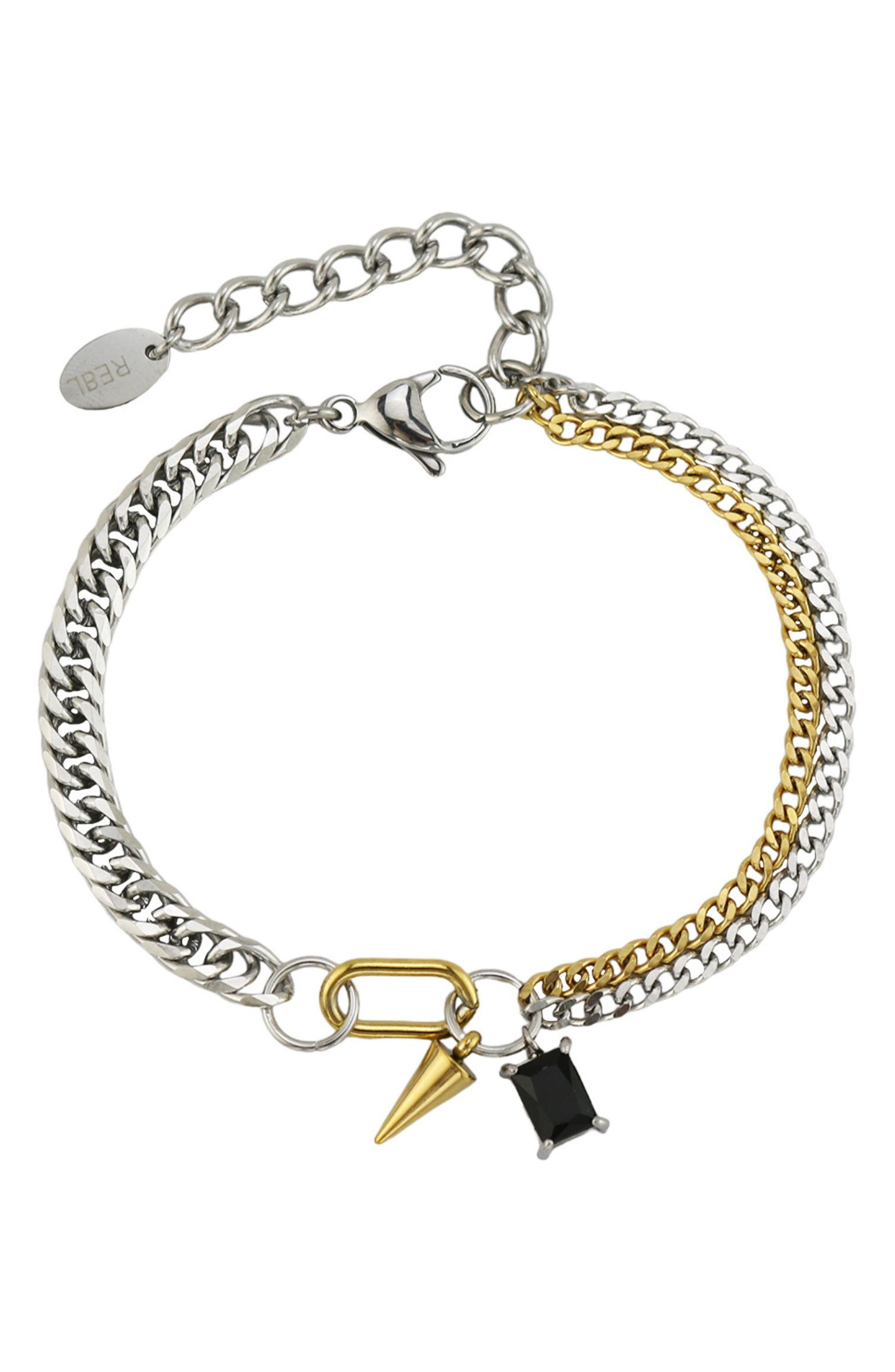 REBL Spike & Stone Curb Chain Bracelet