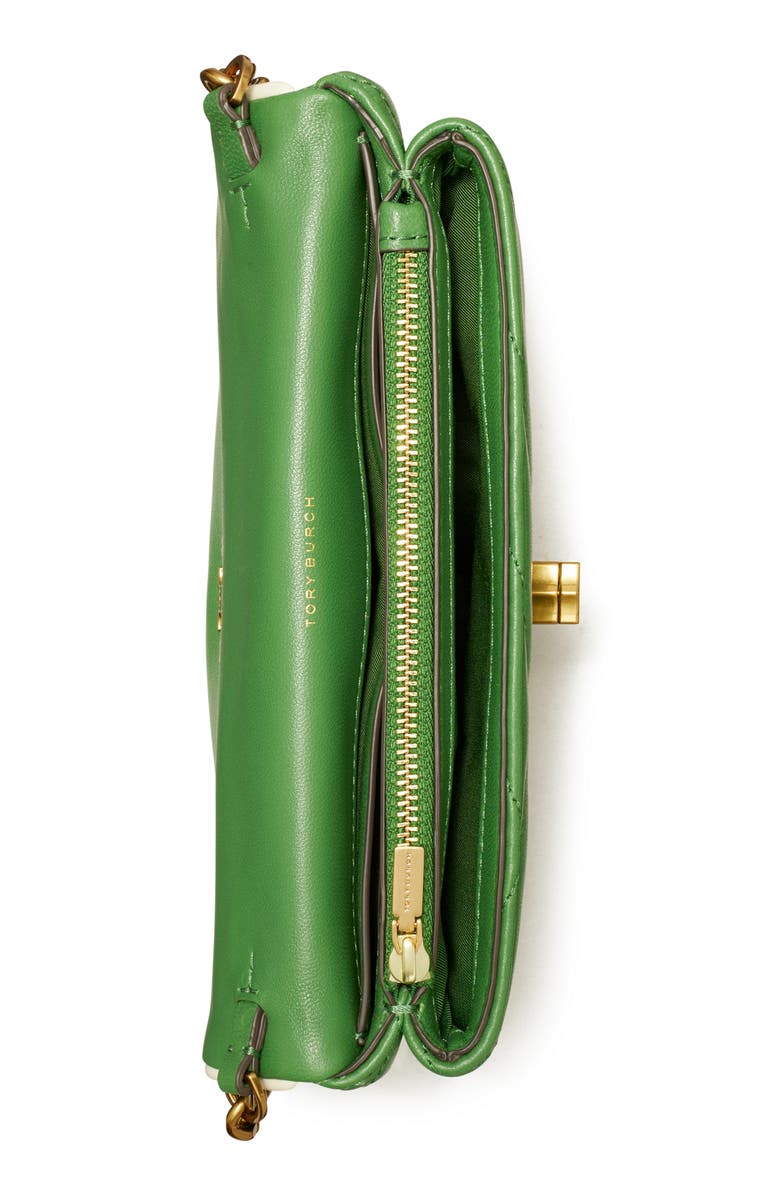 Tory Burch Kira Pop Edge Chevron Quilted Leather Wallet on a Chain, Alternate, color,