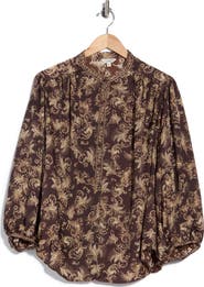 MAX STUDIO Print Half Placket Top