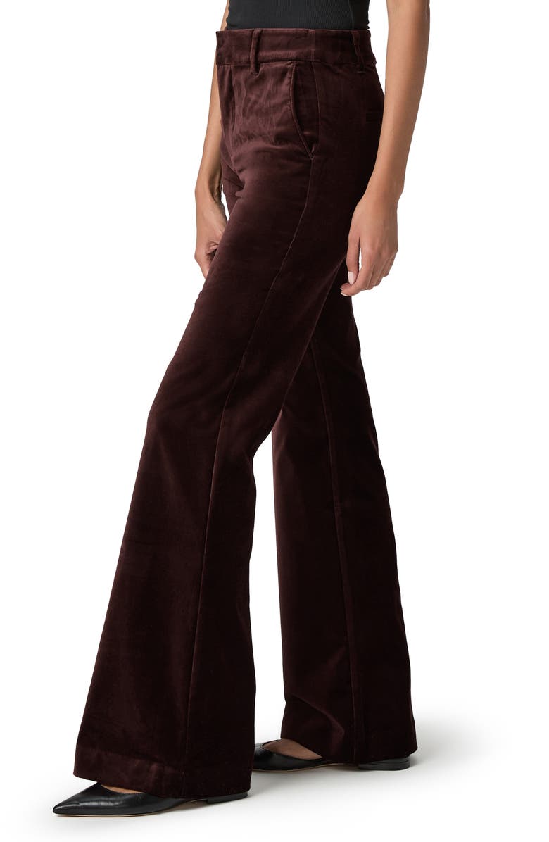 PAIGE Marlow High Waist Flare Velvet Trouser Pants, Alternate, color, Aubergine