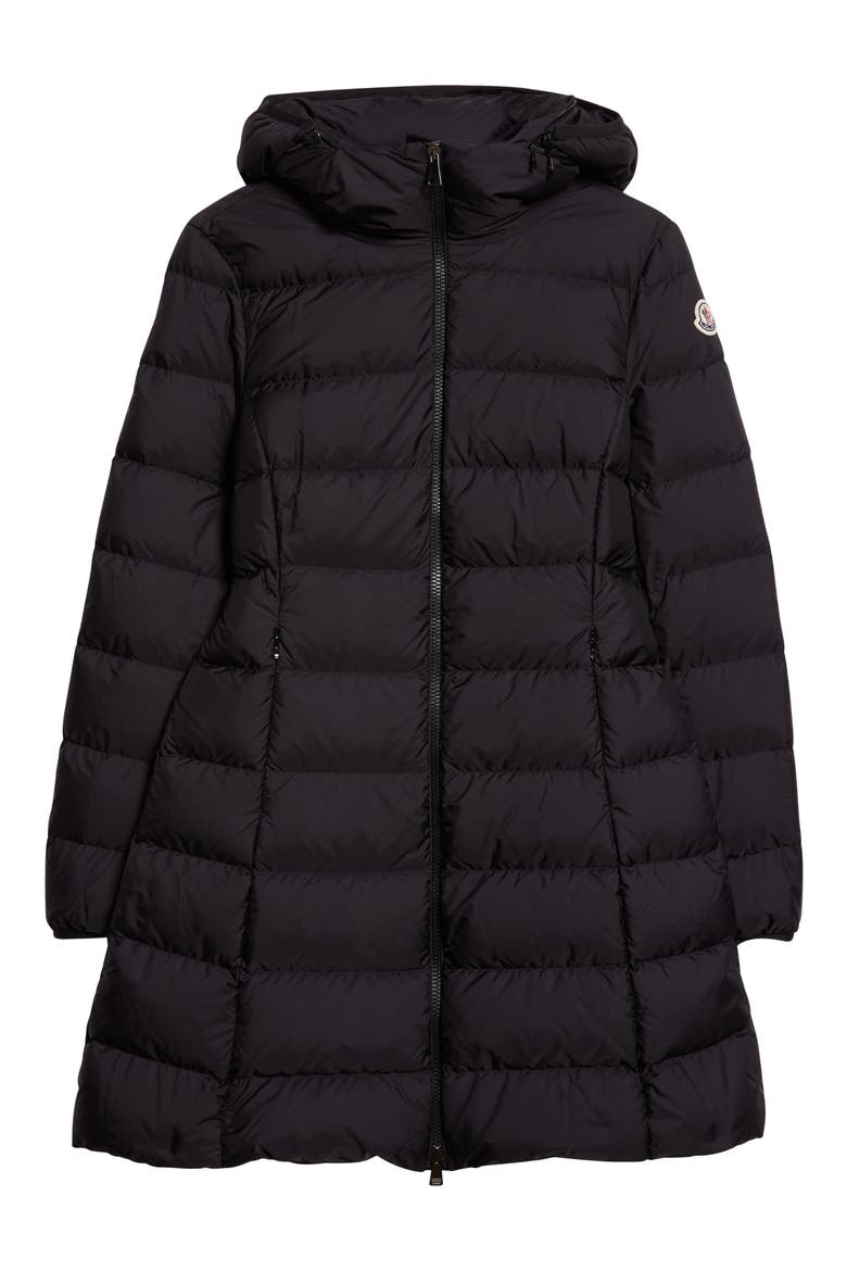 Gie Water Resistant Down Long Coat, Alternate, color, BLACK