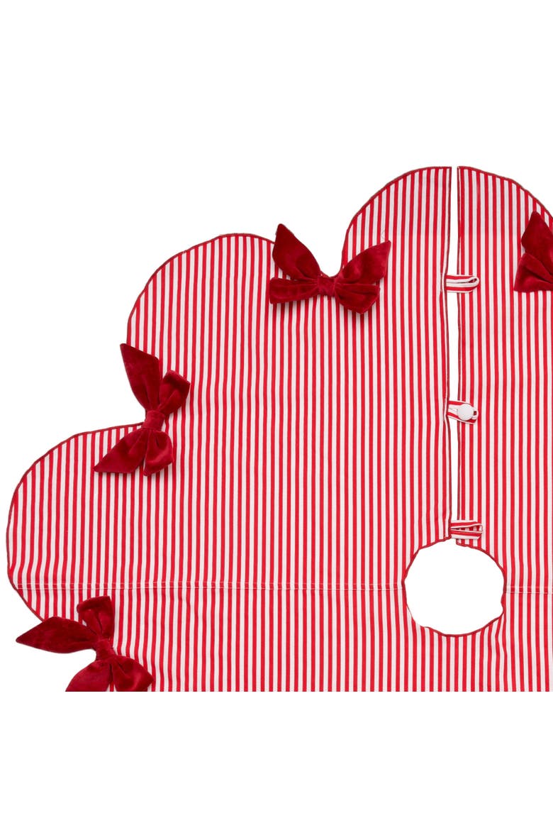 Candy Cane Forest with Ribbons Christmas Tree Skirt, Alternate, color, Red