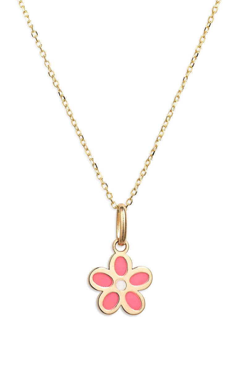 Bony Levy 14K Enamel Flower Pendant Necklace, Main, color, 14K Yellow Gold