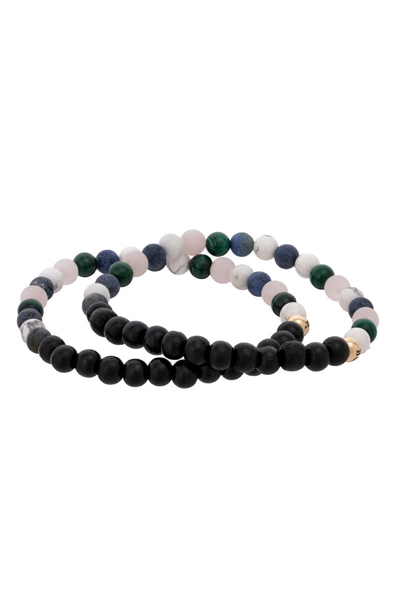 The Healer’s Collection Men's N91 Mental Focus Set of 2 Healer's Bracelets, Alternate, color, Black