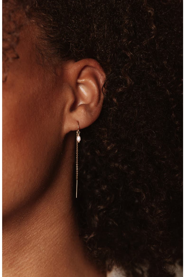 Madeline Freshwater Pearl Threader Earrings, Alternate, color, GOLD