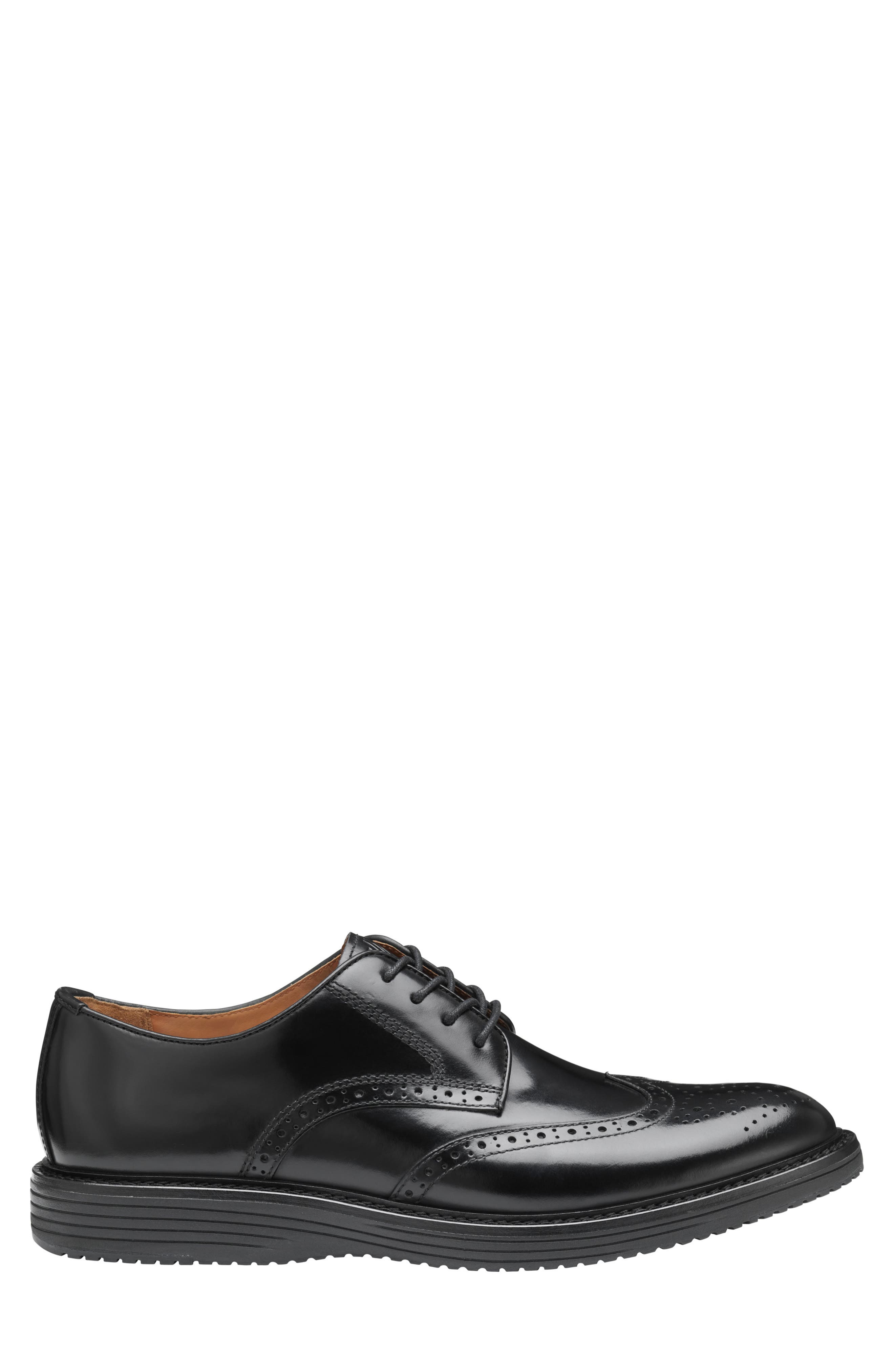 Johnston & Murphy Upton Wingtip Derby, Alternate, color, Black/ Black Full Grain