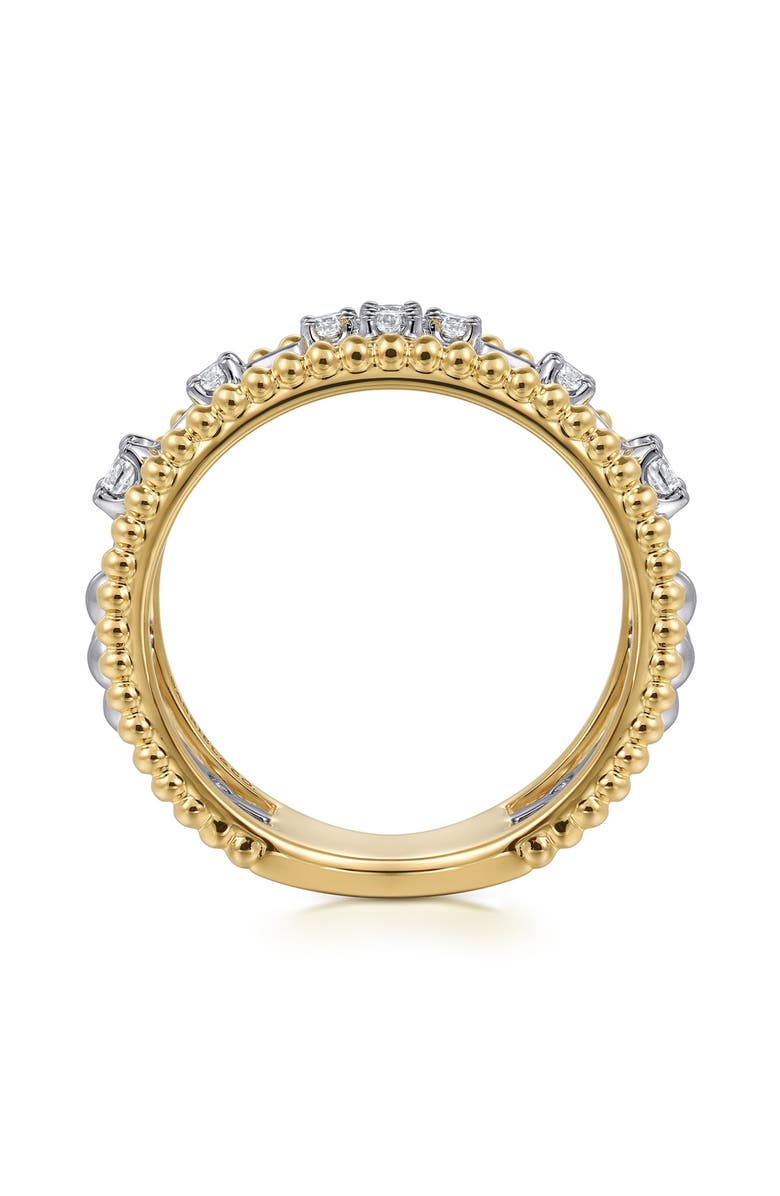 Gabriel & Co. Bujukan Two-Tone 14K Gold & Diamond Stackable Ring, Alternate, color, Two Tone