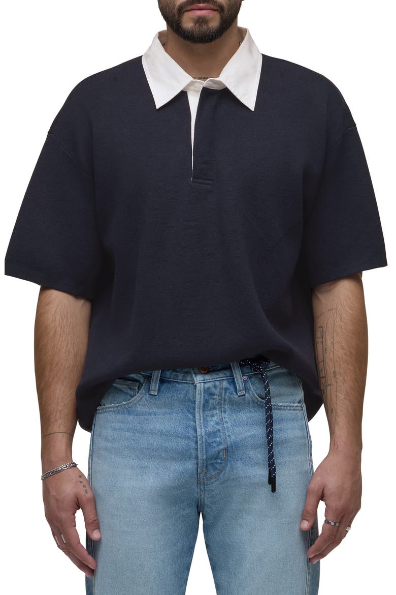 Contrast Collar Cotton & Cashmere Polo, Main, color, FLEET