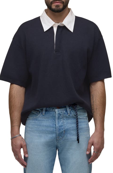 Contrast Collar Cotton & Cashmere Polo