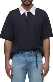 Hudson Jeans Contrast Collar Cotton & Cashmere Polo