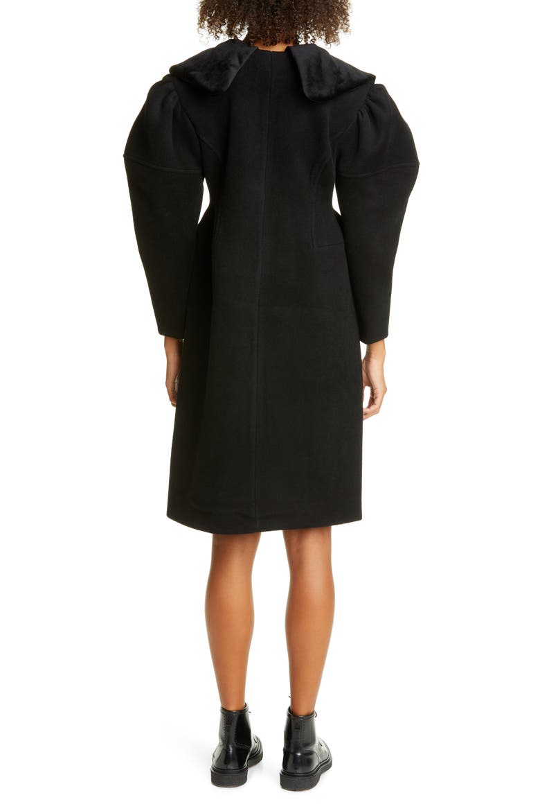 Fitted Waist Wool Coat, Alternate, color, BLACK