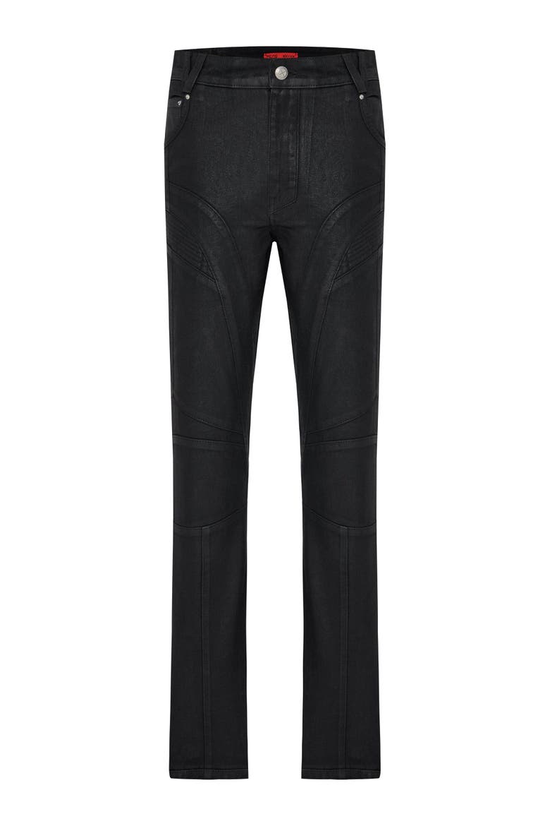 Pure Cotton Shiny Coated Denim Pant, Main, color, BLACK