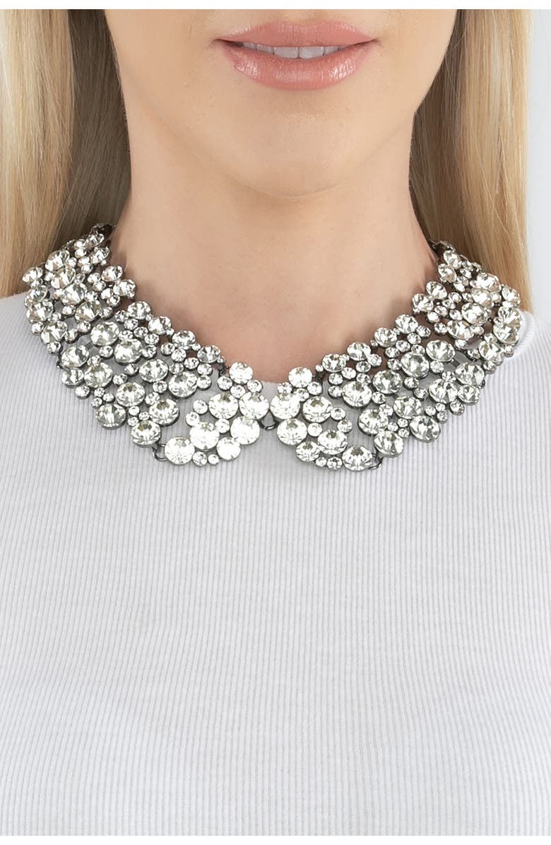 EYE CANDY LOS ANGELES Diana Crystal Cluster Collar Necklace, Main, color, Clear