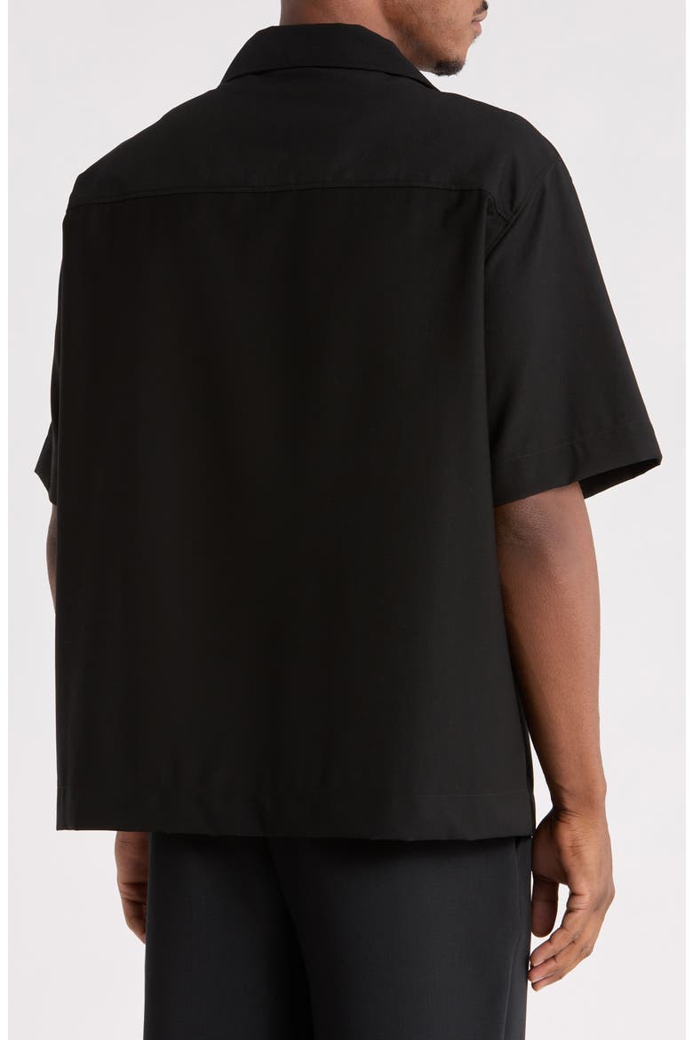 Espino Virgin Wool Blend Camp Shirt, Alternate, color, BLACK