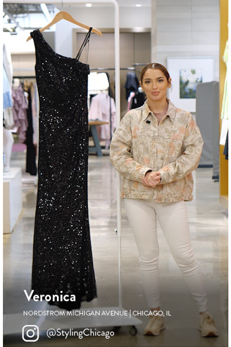 Sequin One-Shoulder Gown video
