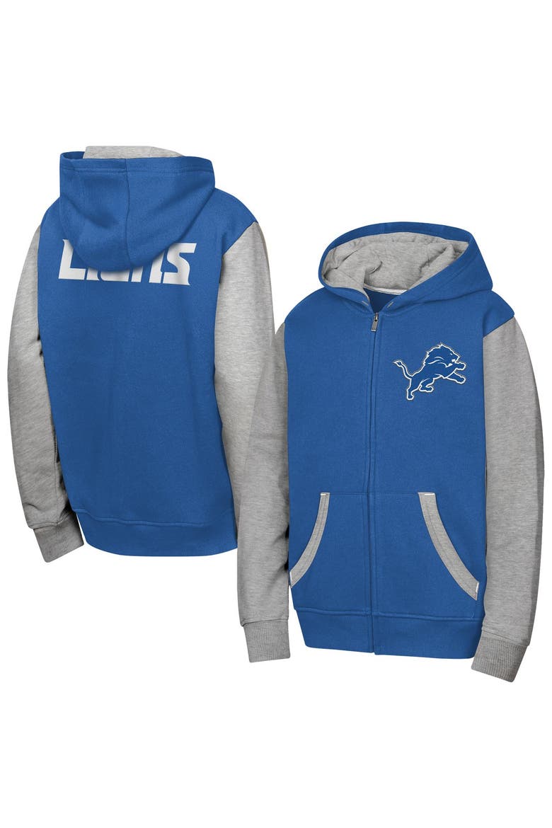 Youth Outerstuff Blue Detroit Lions Stadium Colorblock Full-Zip Hoodie, Main, color, Blue