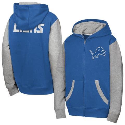 Youth Outerstuff Blue Detroit Lions Stadium Colorblock Full-Zip Hoodie