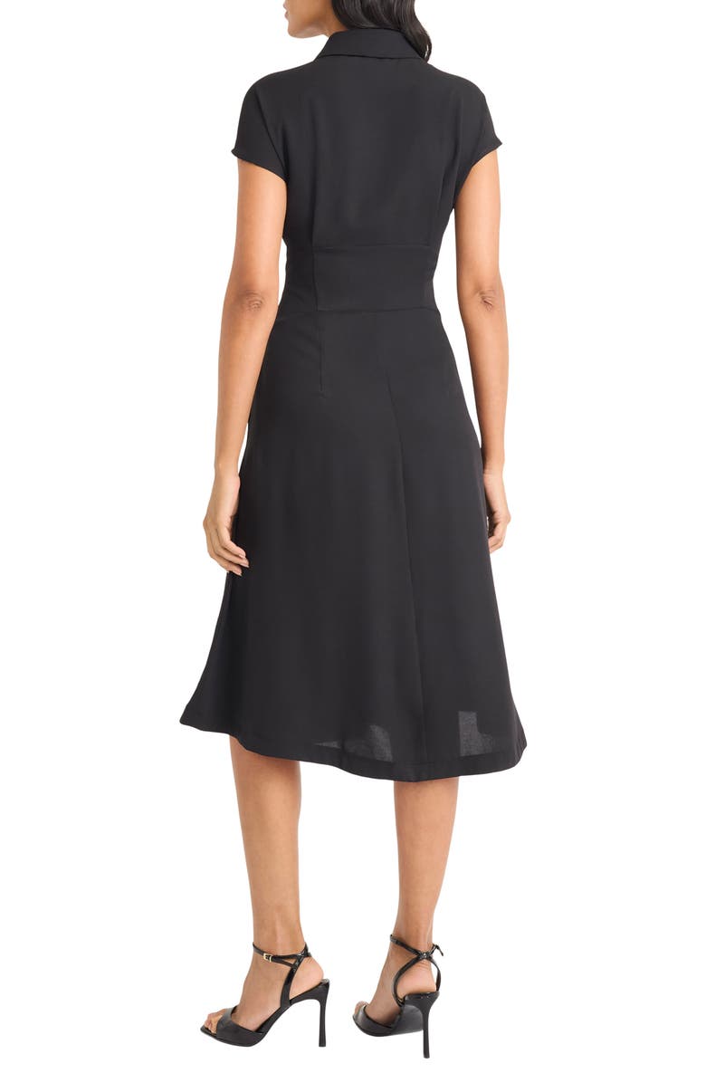 Maggy London Cap Sleeve Pleated Waist Fit & Flare Midi Dress, Alternate, color, Black