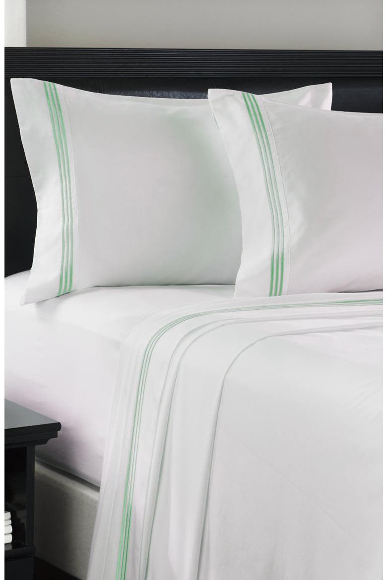 Embroidered Line 4-Piece Sheet Set, Main, color, SAGE