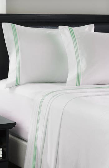 Luxury Home Embroidered Line 3-piece Sheet Set In Green