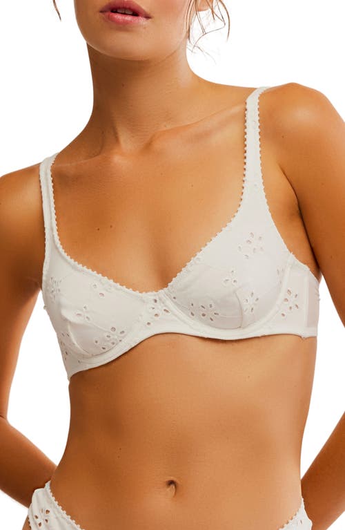 Shop Free People Intimately Fp Home Grown Stretch Cotton Eyelet Underwire Bra In Ivory