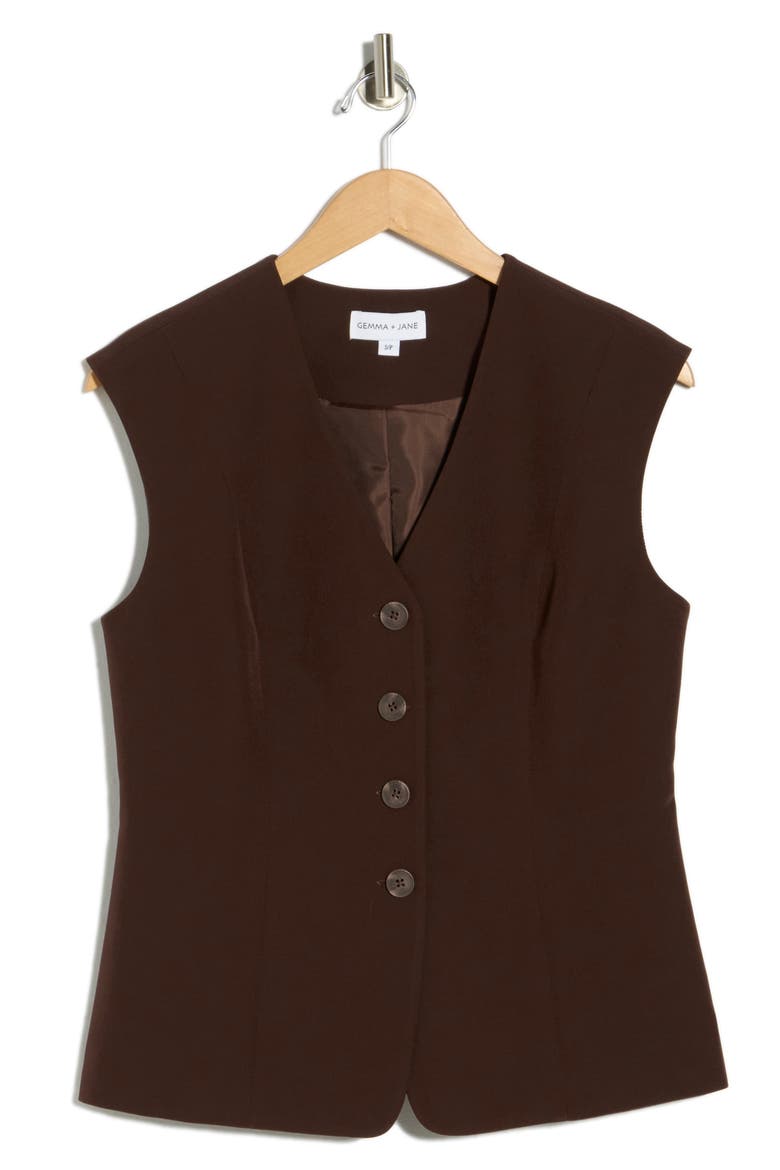 V-Neck Vest, Alternate, color, DARK CHOCOLATE