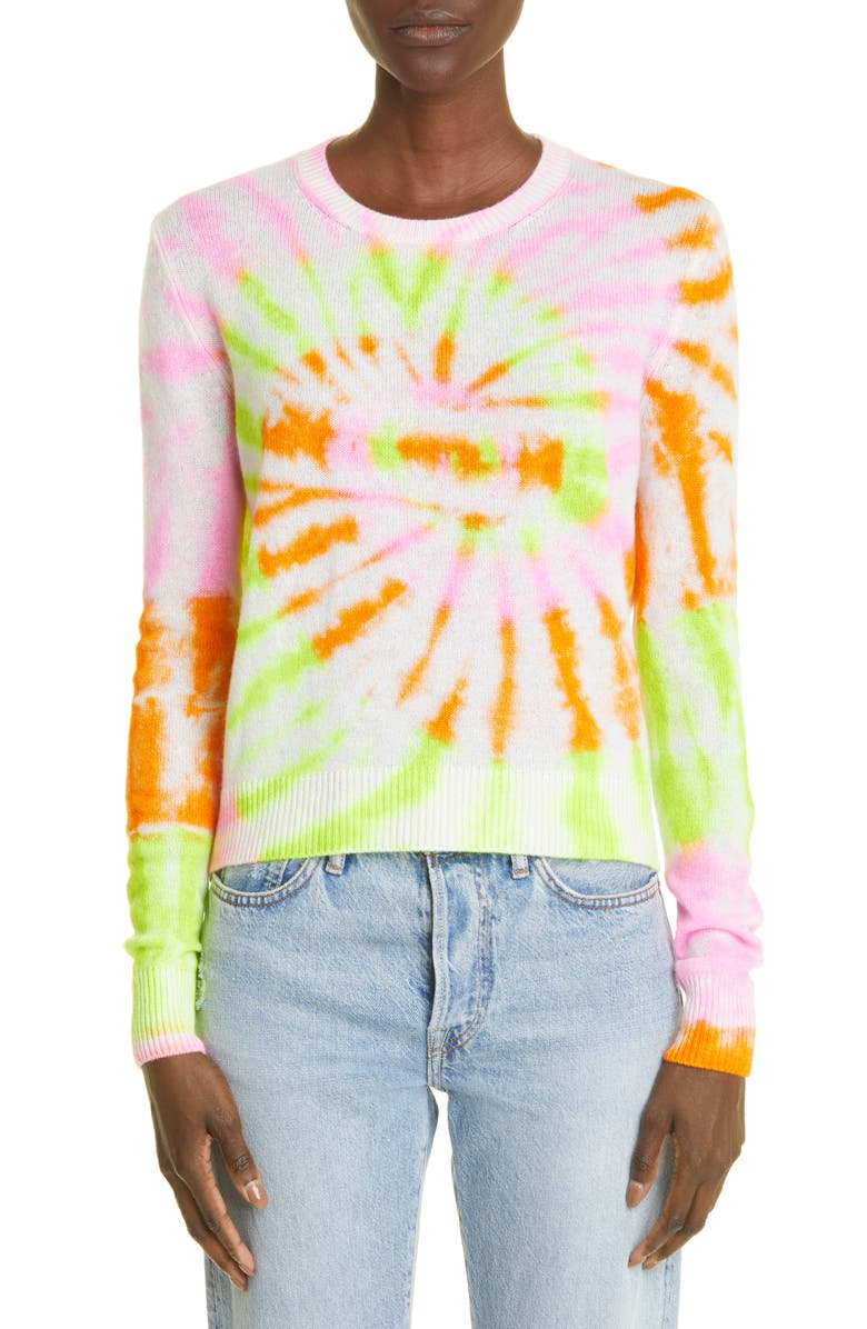 The Elder Statesman Spiral Tranquility Tie Dye Cashmere Sweater, Main, color, 
